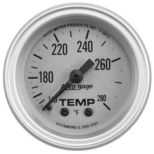 Autometer - AutoMeter GAUGE CONSOLE TEMPERATURE 2 1/16in. 280deg.F SLVR DIAL SLVR BEZEL AUTOGAGE - 2335