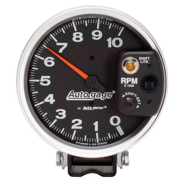 Autometer - AutoMeter GAUGE TACHOMETER 5in. 10K RPM PEDESTAL W/INT. SHIFT LIGHT BLACK AUTO GAGE - 233903