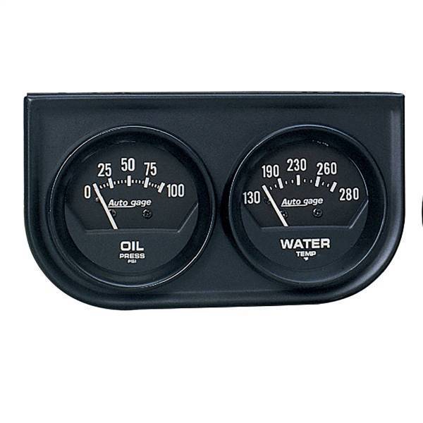 Autometer - AutoMeter GAUGE CONSOLE OILP/WTMP 2in. 100PSI/280deg.F BLK DIAL BLK BZL AUTOGAGE - 2345