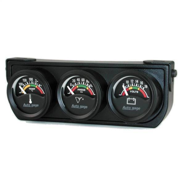 Autometer - AutoMeter GAUGE CONSOLE OILP/WTMP/VOLT 1.5in. 100PSI/280deg.F/18V ELEC BK DIAL BK BZL - 2391