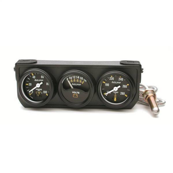 Autometer - AutoMeter GAUGE CONSOLE OILP/WTMP/VOLT 1.5in. 100PSI/280deg.F/18V MECH BK DIAL BK BZL - 2396