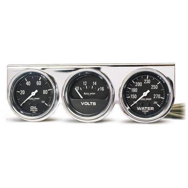 Autometer - AutoMeter GAUGE CONSOLE OILP/WTMP/VOLT 2 5/8in. 100PSI/280deg.F/16V BLK DIAL CHRME BZ - 2399