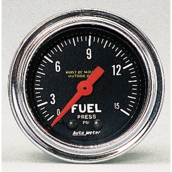 Autometer - AutoMeter GAUGE FUEL PRESSURE 2 1/16in. 15PSI MECHANICAL TRADITIONAL CHROME - 2411