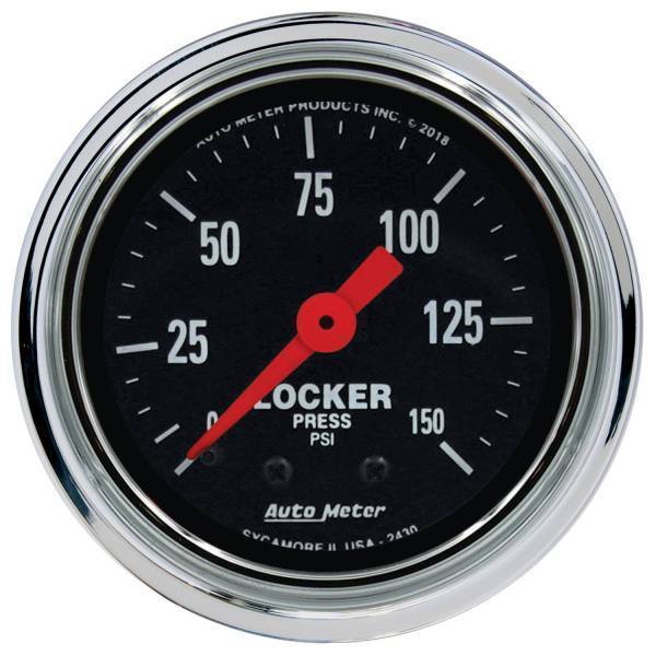 Autometer - AutoMeter GAUGE AIR LOCKER PRESS 2 1/16in. 150PSI MECHANICAL TRADITIONAL CHROME - 2430