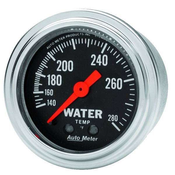 Autometer - AutoMeter GAUGE WATER TEMP 2 1/16in. 140-280deg.F MECHANICAL TRADITIONAL CHROME - 2431