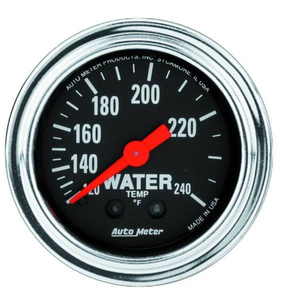 Autometer - AutoMeter GAUGE WATER TEMP 2 1/16in. 120-240deg.F MECHANICAL 12FT. TRADITIONAL CHROM - 2433
