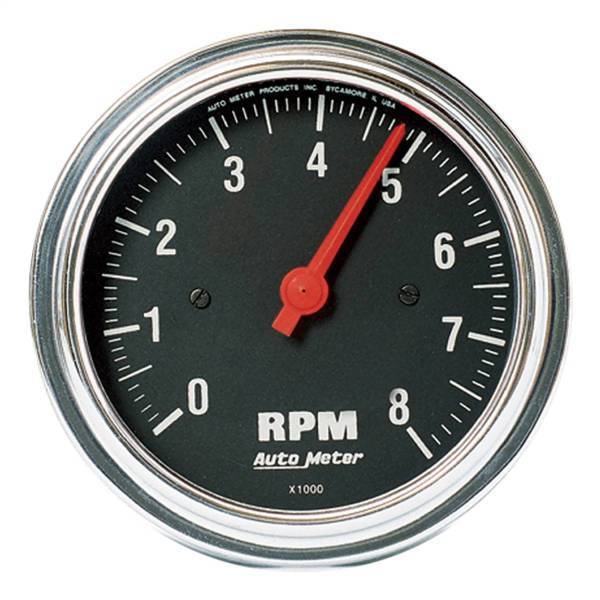 Autometer - AutoMeter GAUGE TACHOMETER 3 3/8in. 8K RPM IN-DASH TRADITIONAL CHROME - 2499