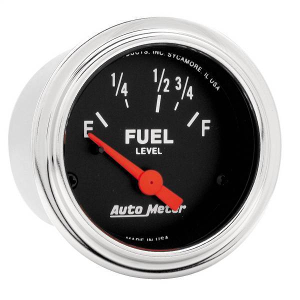 Autometer - AutoMeter GAUGE FUEL LEVEL 2 1/16in. 73OE TO 10OF ELEC TRADITIONAL CHROME - 2515