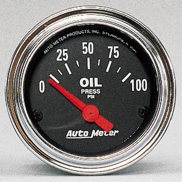Autometer - AutoMeter GAUGE OIL PRESSURE 2 1/16in. 100PSI ELECTRIC TRADITIONAL CHROME - 2522