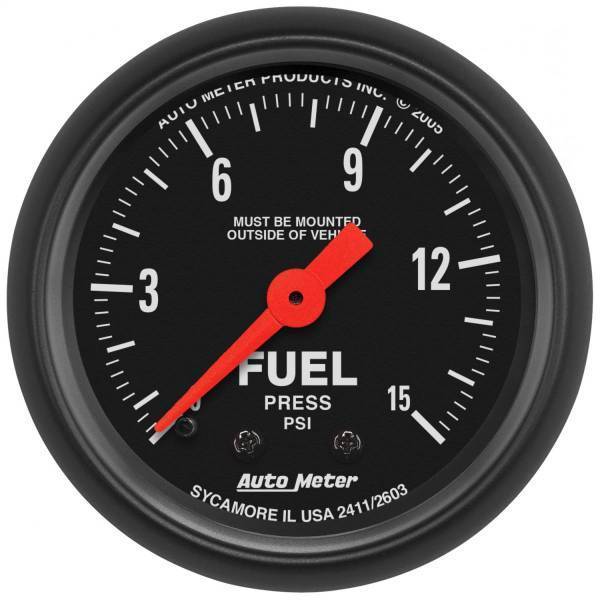 Autometer - AutoMeter GAUGE FUEL PRESS 2 1/16in. 15PSI MECHANICAL Z-SERIES - 2603