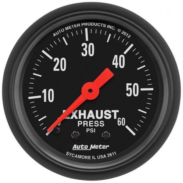 Autometer - AutoMeter GAUGE EXHAUST PRESS 2 1/16in. 60PSI MECHANICAL Z-SERIES - 2611
