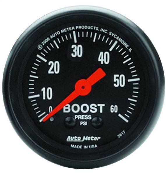 Autometer - AutoMeter GAUGE BOOST 2 1/16in. 60PSI MECHANICAL Z-SERIES - 2617