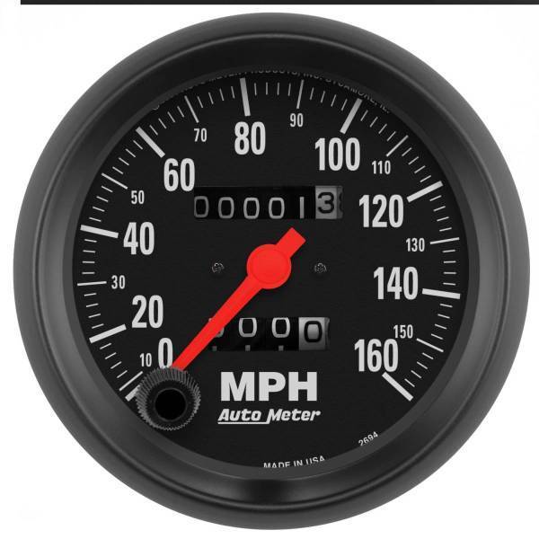 Autometer - AutoMeter GAUGE SPEEDOMETER 3 3/8in. 160MPH MECHANICAL Z-SERIES - 2694