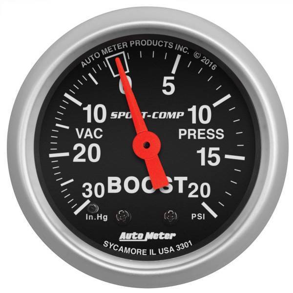 Autometer - AutoMeter GAUGE VAC/BOOST 2 1/16in. 30INHG-20PSI MECHANICAL SPORT-COMP - 3301