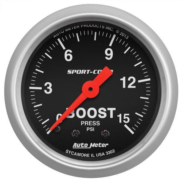 Autometer - AutoMeter GAUGE BOOST 2 1/16in. 15PSI MECHANICAL SPORT-COMP - 3302