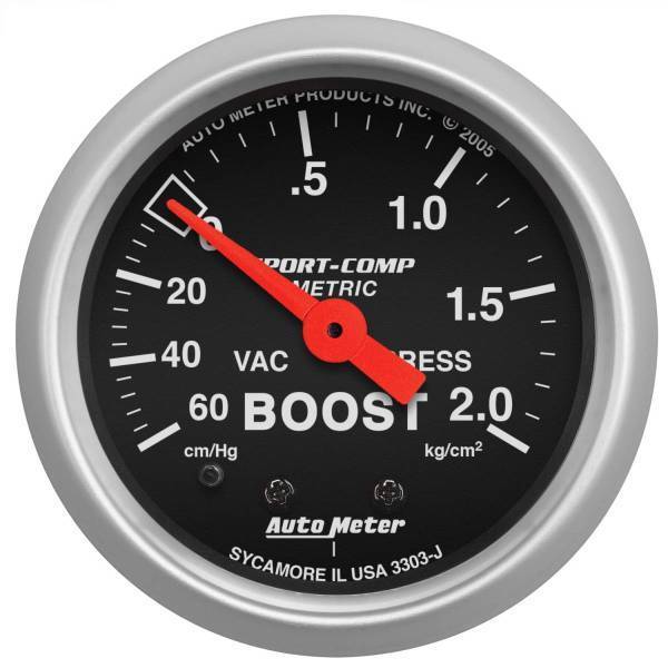 Autometer - AutoMeter GAUGE VAC/BOOST 2 1/16in. 60CMHG-2.1KG/CM2 MECHANICAL SPORT-COMP - 3303-J