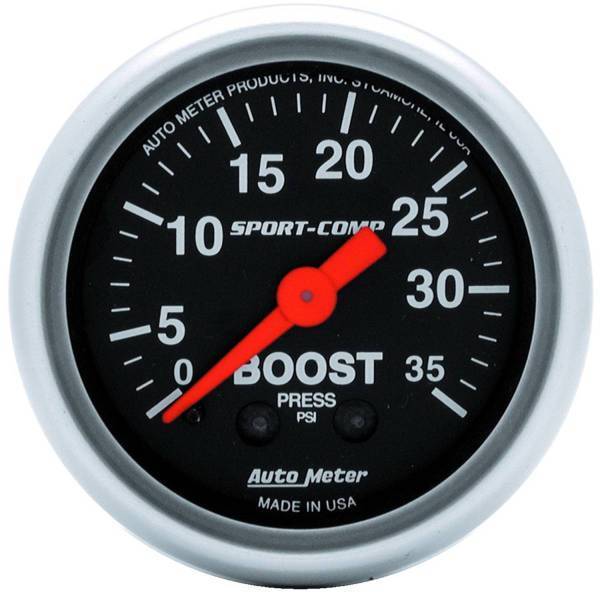 Autometer - AutoMeter GAUGE BOOST 2 1/16in. 35PSI MECHANICAL SPORT-COMP - 3304