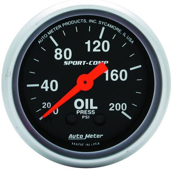 Autometer - AutoMeter GAUGE OIL PRESSURE 2 1/16in. 200PSI MECHANICAL SPORT-COMP - 3322