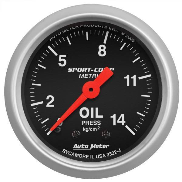 Autometer - AutoMeter GAUGE OIL PRESSURE 2 1/16in. 14KG/CM2 MECHANICAL SPORT-COMP - 3322-J