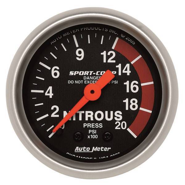 Autometer - AutoMeter GAUGE NITROUS PRESSURE 2 1/16in. 2000PSI MECHANICAL SPORT-COMP - 3328