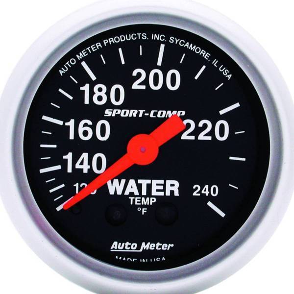 Autometer - AutoMeter GAUGE WATER TEMP 2 1/16in. 120-240deg.F MECHANICAL SPORT-COMP - 3332