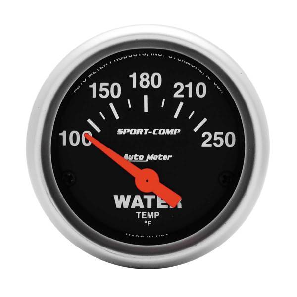 Autometer - AutoMeter GAUGE WATER TEMP 2 1/16in. 100-250deg.F ELECTRIC SPORT-COMP - 3337