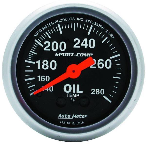 Autometer - AutoMeter GAUGE OIL TEMP 2 1/16in. 140-280deg.F MECHANICAL SPORT-COMP - 3341