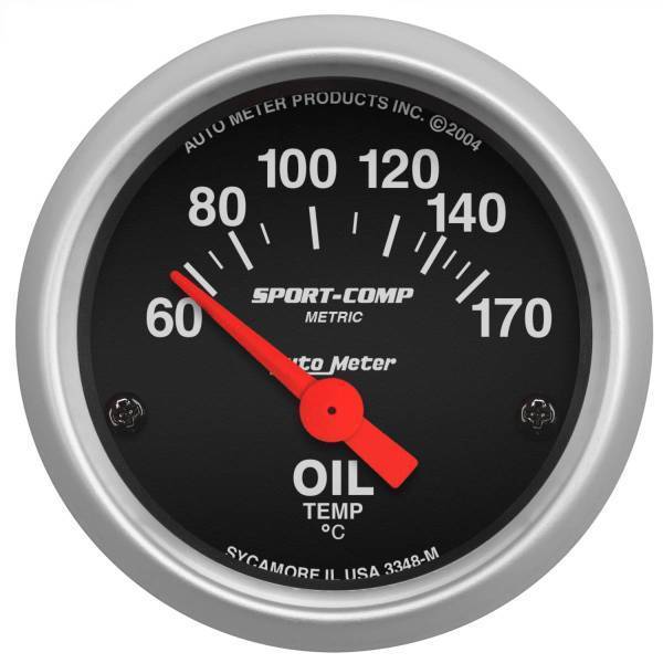 Autometer - AutoMeter GAUGE OIL TEMP 2 1/16in. 60-170deg.F ELECTRIC SPORT-COMP - 3348-M