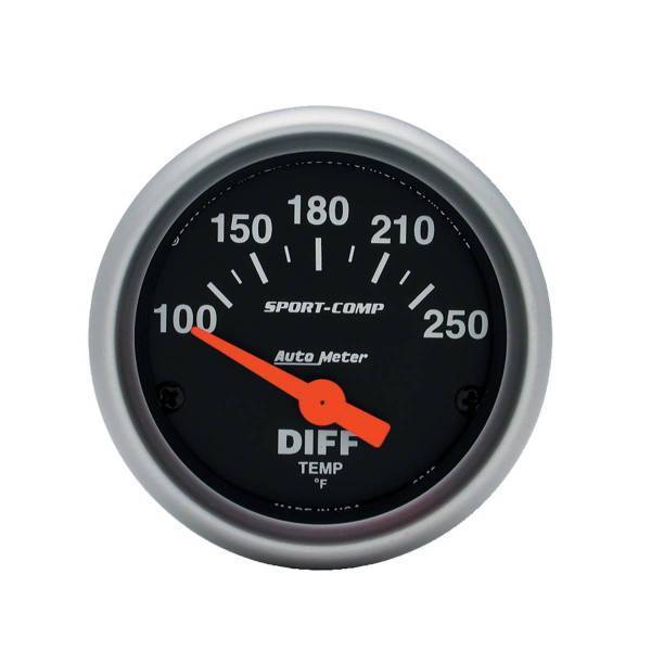 Autometer - AutoMeter GAUGE DIFFERENTIAL TEMP 2 1/16in. 100-250deg.F ELECTRIC SPORT-COMP - 3349