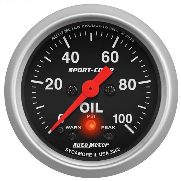 Autometer - AutoMeter GAUGE OIL PRESS 2 1/16in. 100PSI DIGITAL STEPPER MOTOR W/PK/WRN SPORT-COMP - 3352