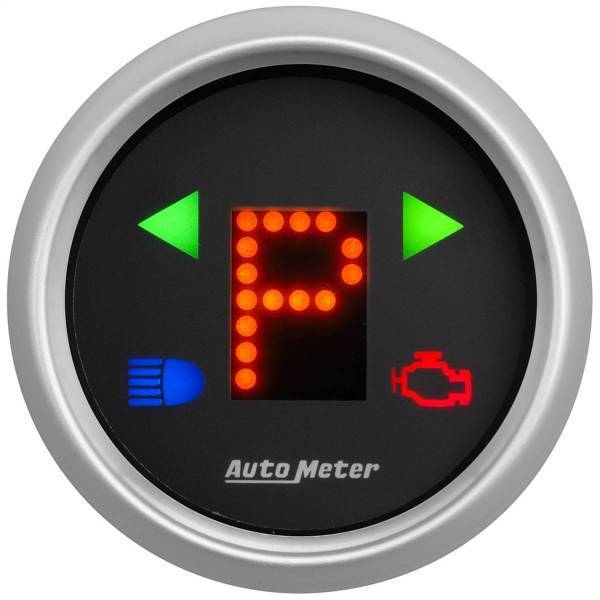 Autometer - AutoMeter GAUGE GEAR POS 2 1/16in. INCL INDICATORS BLACK DIAL RED LED SILVER BEZEL - 3359