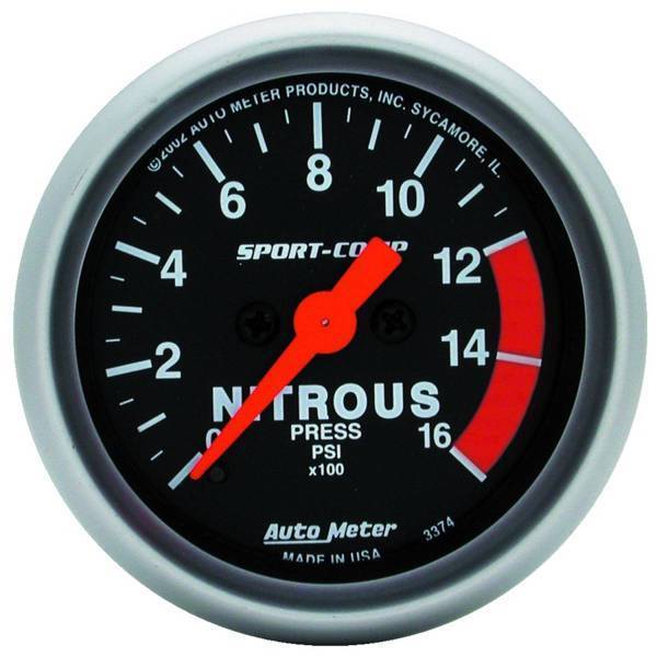 Autometer - AutoMeter GAUGE NITROUS PRESSURE 2 1/16in. 1600PSI DIGITAL STEPPER MOTOR SPORT-COMP - 3374