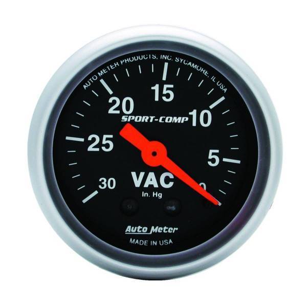 Autometer - AutoMeter GAUGE VACUUM 2 1/16in. 30INHG MECHANICAL SPORT-COMP - 3384