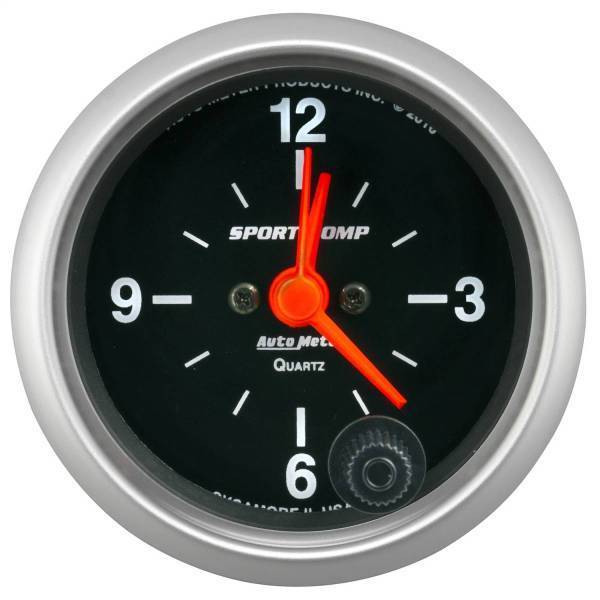 Autometer - AutoMeter GAUGE CLOCK 2 1/16in. 12HR ANALOG SPORT-COMP - 3385