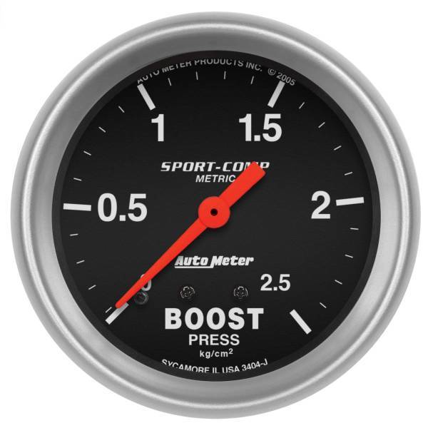 Autometer - AutoMeter GAUGE BOOST 2 5/8in. 2.5KG/CM2 MECHANICAL SPORT-COMP - 3404-J