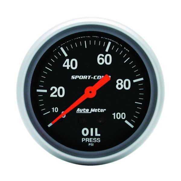 Autometer - AutoMeter GAUGE OIL PRESSURE 2 5/8in. 100PSI MECHANICAL SPORT-COMP - 3421