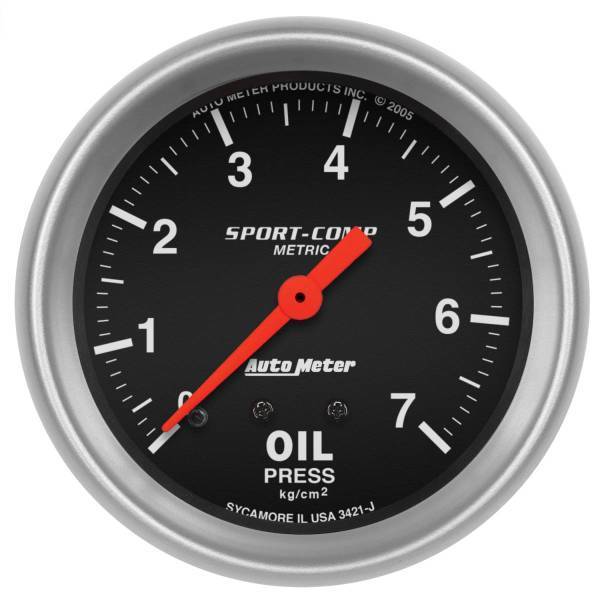 Autometer - AutoMeter GAUGE OIL PRESSURE 2 5/8in. 7.0KG/CM2 MECHANICAL SPORT-COMP - 3421-J