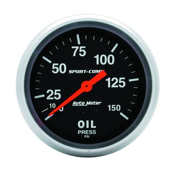 Autometer - AutoMeter GAUGE OIL PRESSURE 2 5/8in. 150PSI MECHANICAL SPORT-COMP - 3423