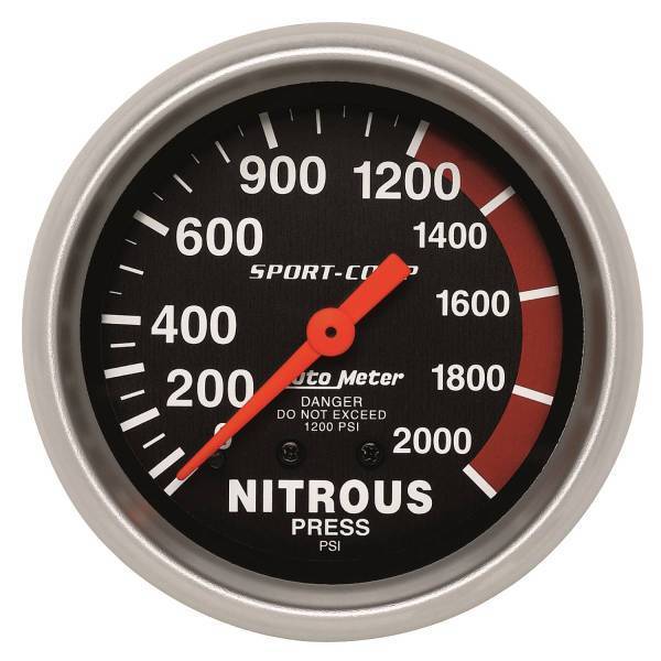 Autometer - AutoMeter GAUGE NITROUS PRESSURE 2 5/8in. 2000PSI MECHANICAL SPORT-COMP - 3428