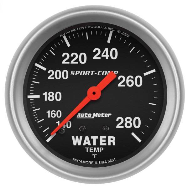 Autometer - AutoMeter GAUGE WATER TEMP 2 5/8in. 140-280deg.F MECHANICAL SPORT-COMP - 3431