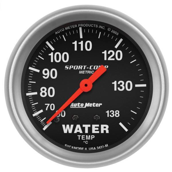 Autometer - AutoMeter GAUGE WATER TEMP 2 5/8in. 60-140deg.C MECHANICAL SPORT-COMP - 3431-M