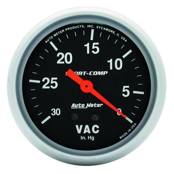Autometer - AutoMeter GAUGE VACUUM 2 5/8in. 30INHG MECHANICAL SPORT-COMP - 3484