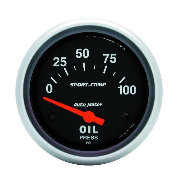 Autometer - AutoMeter GAUGE OIL PRESSURE 2 5/8in. 100PSI ELECTRIC SPORT-COMP - 3522