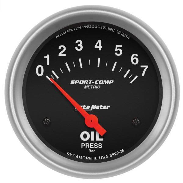 Autometer - AutoMeter GAUGE OIL PRESSURE 2 5/8in. 7 BAR ELECTRIC SPORT-COMP - 3522-M