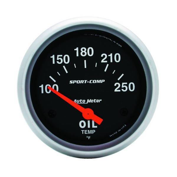 Autometer - AutoMeter GAUGE OIL TEMP 2 5/8in. 100-250deg.F ELECTRIC SPORT-COMP - 3542