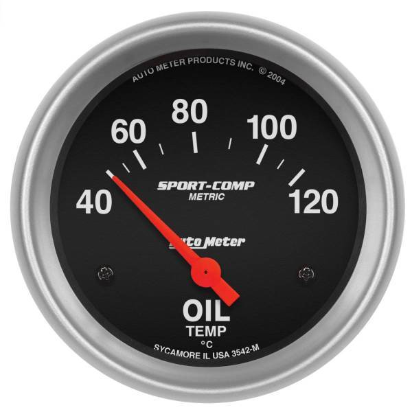 Autometer - AutoMeter GAUGE OIL TEMP 2 5/8in. 40-120deg.F ELECTRIC SPORT-COMP - 3542-M