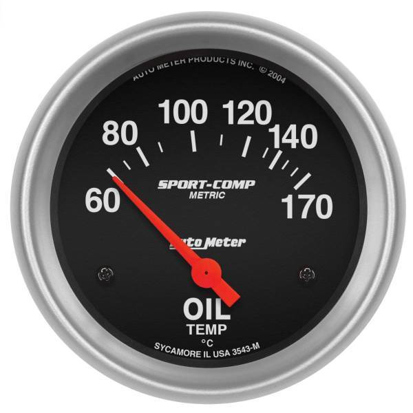 Autometer - AutoMeter GAUGE OIL TEMP 2 5/8in. 60-170deg.F ELECTRIC SPORT-COMP - 3543-M