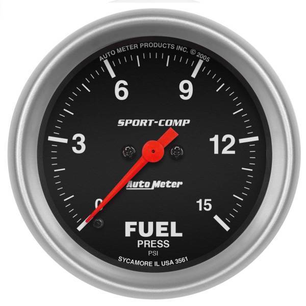 Autometer - AutoMeter GAUGE FUEL PRESSURE 2 5/8in. 15PSI DIGITAL STEPPER MOTOR SPORT-COMP - 3561