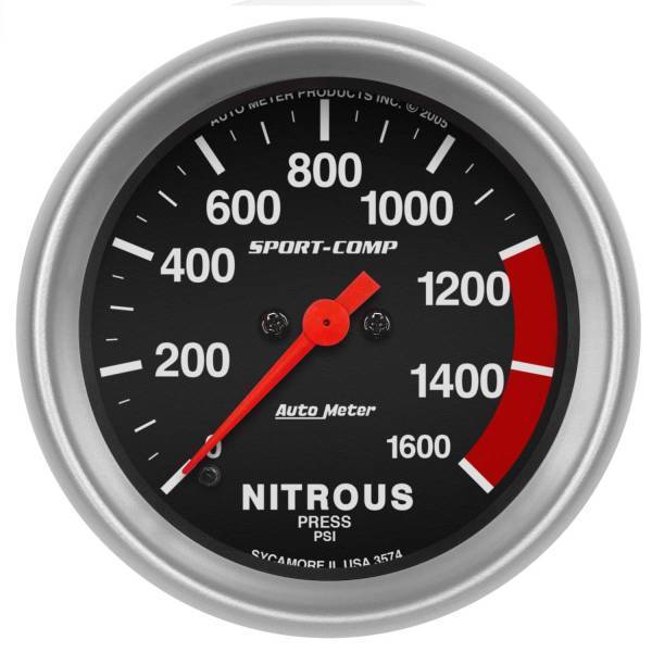 Autometer - AutoMeter GAUGE NITROUS PRESS 2 5/8in. 1600PSI DIGITAL STEPPER MOTOR SPORT-COMP - 3574