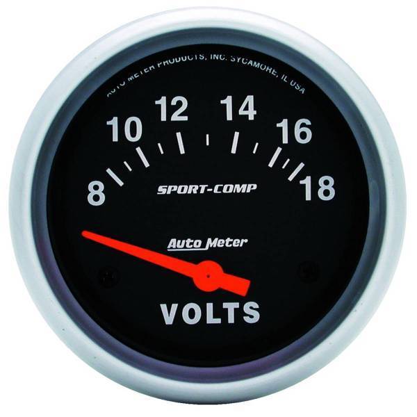 Autometer - AutoMeter GAUGE VOLTMETER 2 5/8in. 18V ELECTRIC SPORT-COMP - 3592